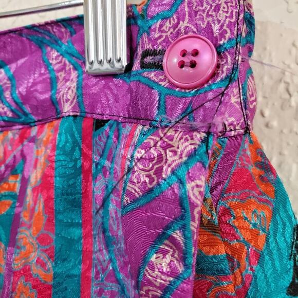 Vintage Skirt Women Sz Large Purple Midi 80s Silky Floral Cottage Festival Indie - Picture 9 of 11